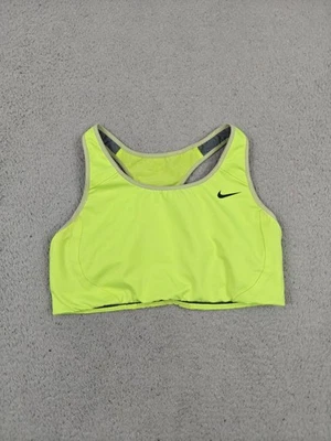 Sutiã esportivo Nike feminino grande neon amarelo cinza Dri-FIT racerback academia atlética - Imagem 1 de 4