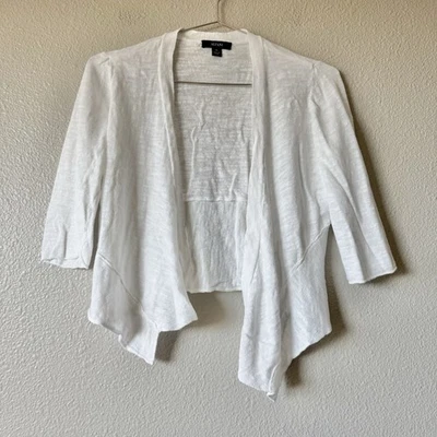 Alfani Linen Cotton Blend Cardigan Sweater P Small Cropped Sustainable Neutral - Image 1 of 4