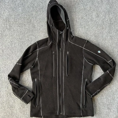 Sudadera con Capucha Kuhl Fleece Para Hombre Mediana Negra Interceptr Cremallera Completa Agujeros para los Pulgares Exterior Foto 1 de 4