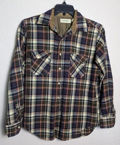 Camisa St. John's Bay Vintage Acrílico Franela Para Hombre Mediana Abotonada Marrón Blanco - Imagen 1 de 4