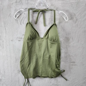 Salt + Cove Tankini Top Olive Green Halter Tank Ribbed Drawstring Sides Size L - Picture 1 of 6