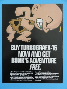 TurboGrax-16 Magazine & Bonk's Adventure VINTAGE PRINT AD 8.5"X 11" - 1991 - Picture 1 of 3