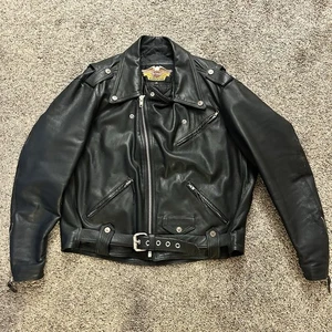 Vintage HARLEY DAVIDSON Shovelhead Belted Leather Jacket XXL USA - Bild 1 von 18