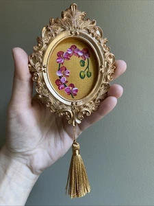 Orchidee, Blumen, Original, gerahmt, gold, Miniatur, klein, mini - Bild 1 von 7