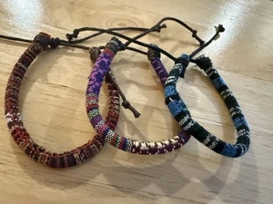 COOL WOVEN BOHO BRACELETS - SET OF 3 - ADJUSTABLE - FOR ALL! - Picture 1 of 9