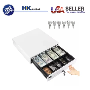 13" Schwerlast weiß manuell zum Öffnen Kassenschublade 4B/5C Kasse Edelstahl - Bild 1 von 8