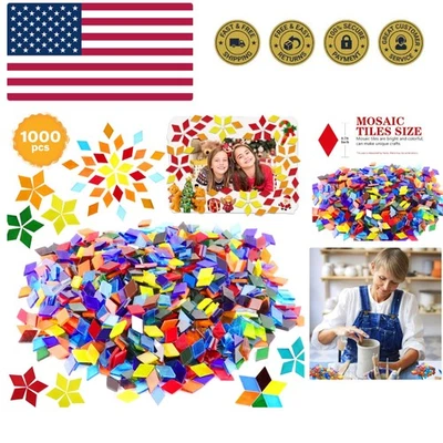 1000 piezas azulejos de mosaico, azulejos de mosaico de vidrio para artesanías a granel, esmalte de mosaico manchado... Foto 1 de 4