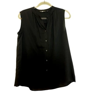 Uniqlo Damen Bluse schwarz ärmellos Knopfleiste Größe M Karriere minimalistisch - Bild 1 von 7