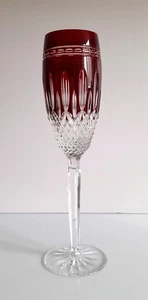 WATERFORD CLARENDON RUBY RED LEAD CRYSTAL CHAMPAGNE GLASSES, MARKED - Picture 1 of 8