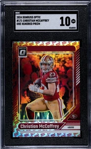 2024 Donruss Optic Christian McCaffrey #171 SSP Cento Prizm SGC 10 gemme - Foto 1 di 2