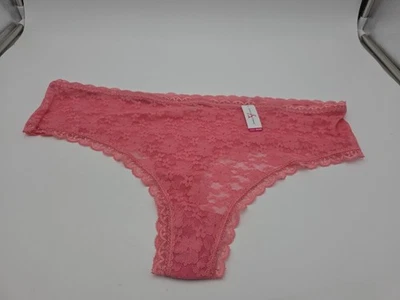 Nuevo con etiquetas Ashley Stewart Plus Talla 4X 26/28 Encaje Rosa Néctar Tanga Bragas Foto 1 de 3