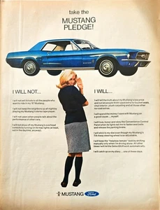 Mustang Pledge Ford I will not I will Hardtop Blue Lady - 1966 Vintage Print Ad - Bild 1 von 1