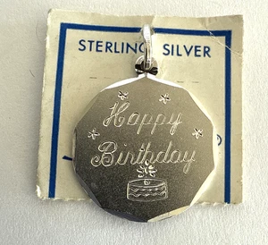 STERLING SILVER VINTAGE SPENCER CO. MAKER'S MARK HAPPY BIRTHDAY ROUND CHARM - Picture 1 of 5