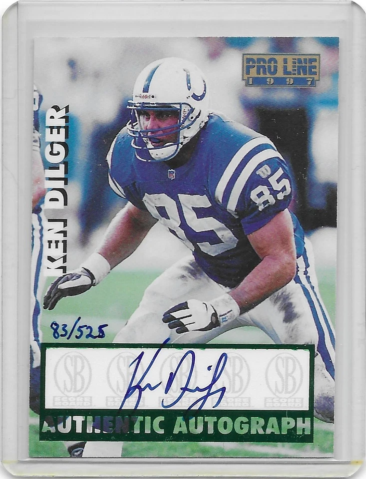 Ken Dilger Pro Line 1997  Authentic On Card Autograph 83/525 - Image 1 of 1