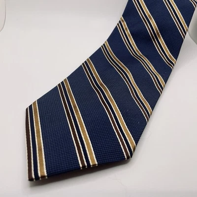 Corbata de Colección Brooks Brothers Mezcla Seda-Algodón Azul Texturizada Rayas 4"x58" Foto 1 de 4