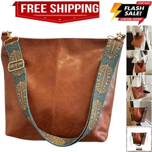 Hobo Umhängetasche für Damen PU Leder Schulter Geldbörsen Braun Stylisch Breit G... - Bild 1 von 8