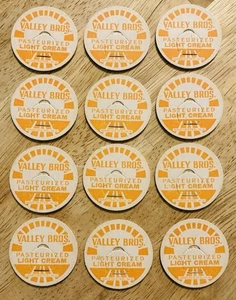 MILK BOTTLE CAP LOT OF (12)~VALLEY BROS. DAIRY FARM, MANCHESTER, NH. LIGHT CREAM - Picture 1 of 1