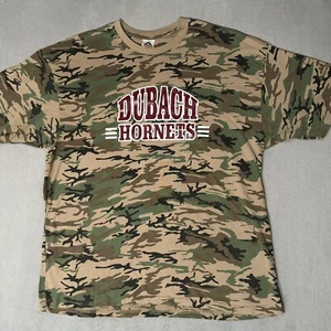 Dubach Hornets Louisiana New Orleans Vtg High School Army Camo AOP T Shirt - Picture 1 of 9