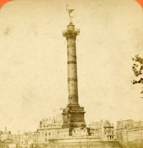 France Paris Ruins Place of La Bastille old Stereo Photo Block 1870 - Foto 1 di 3