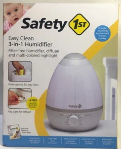 Safety 1st Easy Clean 3-in-1 Humidifier, Multi-Colored Nightlight White/Grey NEW - Picture 1 of 3