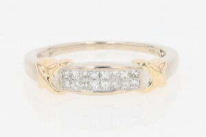 .37ctw Princess Diamond Channel-Set Wedding Band Ring 14K Multi-Tone Gold Size 8