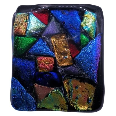 Cuello suéter de pelo de vidrio dicroico multicolor clip de cocodrilo con base de metal plateado Foto 1 de 4