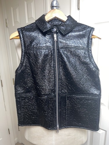 Giacca convertitore gilet reversibile Tory Burch Fae in finta pelle verniciata taglia XS