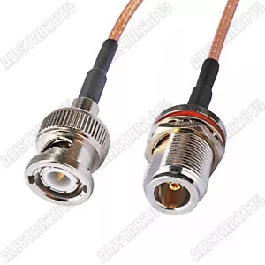 BNC Male to N Female Jack Nut Bulkhead Type RG316 15cm 6" Pigtail Cable BNC-N - Picture 1 of 3
