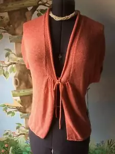 Willi Smith Peach knit Cap Sleeve Top Vest Open Front Cardigan Size M New - Picture 1 of 7