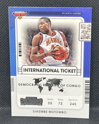 Dikembe Mutombo 2021-22 Panini Contenders #28 International Ticket Atlanta Hawks - Image 1 of 2
