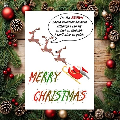 YUUKO Funny Christmas Card for Him Her Men Women Male Female - Brown Nosed Reindeer