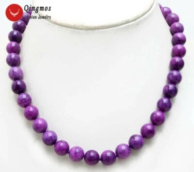Collar redondo de 10 mm de Sugilite púrpura natural para mujer joyería gargantillas de piedra de 17"" Foto 1 de 4
