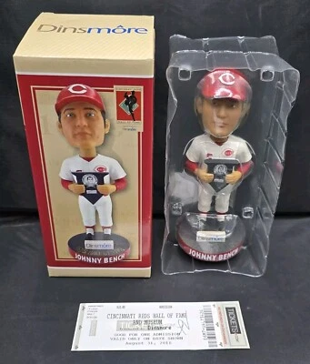 2018 Cincinnati Reds Hall of Fame Johnny Bench Rookie Bobblehead w/ Ticket Stub - Image 1 of 4