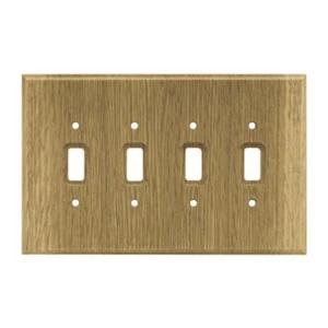 Quad Switch Oak Wood Wall Plate - Foto 1 di 1