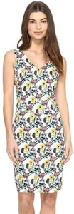 Nicole Miller 241334 Womens Sleeveless V-Neck Sheath Dress White Multi Size 10 - Picture 1 of 4