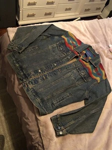 Pendleton High Grade Western Wear Cowboy Aztec Wool Denim Jacket Vintage Large - Picture 1 of 10
