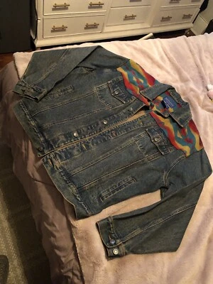 Pendleton High Grade Western Wear Cowboy Aztec Wool Denim Jacket  Vintage Large - Image 1 of 4