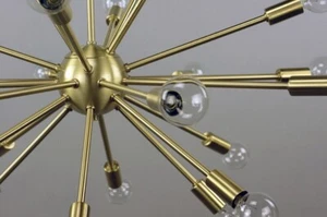Brass 18 Light Mid Century Sputnik atomic chandelier starburst light Fixture - Picture 1 of 3