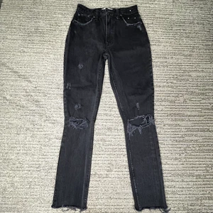 Abercrombie Size 24/00r Girls Jeans Distressed Skinny Curve Denim Black - Picture 1 of 10