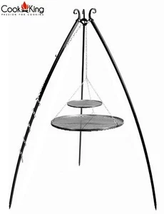 Parrilla giratoria H 200 cm con doble rejilla de acero bruto 70 cm + 40 cm parrilla triple - Imagen 1 de 6