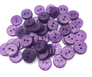 10 Knöpfe Rund 13mm Glitzer Lila Knopf Damen Kunststoff Glitter Kinder Violett - Picture 1 of 2