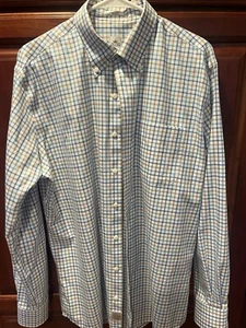 Peter Millar Nanoluxe pflegeleichtes Button-Down-Hemd kariert Herren Größe Large - Bild 1 von 9