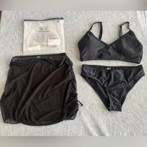 Verdusa 3 piece swimwear set girls 12 years bikini sheer beach skirt black new - Picture 1 of 15