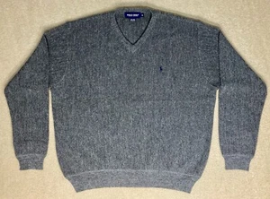 Polo Golf Ralph Lauren Maglione Uomo XL Grigio 100% Alpaca Maglia Scollo a V Pony Perù - Foto 1 di 14