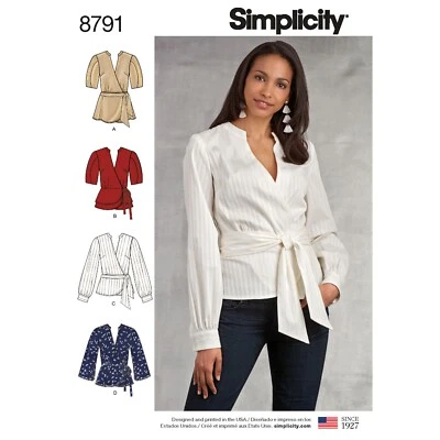 SIMPLICITY 8791 MISSES TOPS &  BLOUSES Sewing Pattern Sizes 6-14 & 16-24 - Image 1 of 4