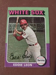 1975 EDDIE LEON TOPPS MINI BASEBALL CARD #528 CHICAGO WHITE SOX CLEVELAND CWS - Picture 1 of 2