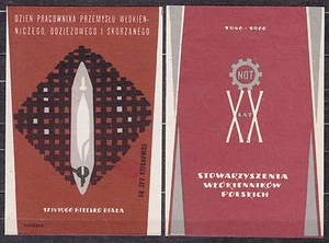 POLAND 1966 Matchbox Label - Cat.G#150/51 Day Worker Textile, Clothing and Leat. - Imagen 1 de 1