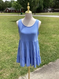 Camiseta sin mangas larga túnica babydoll azul Zenana sin mangas en capas talla M - Imagen 1 de 2