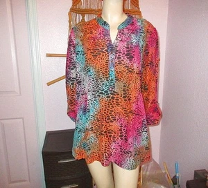 Cocomo Jacquard Tunic Top Size 2X Textured Ombre Psychedelic Grunge Artsy Boho - Picture 1 of 10