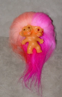 Кукла-тролль с двумя головами Uneeda лошади обуви ноги новый мохер чудесные цвета - Изображение 1 из 4